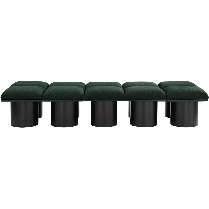 Meridian Furniture Pavilion Green Boucle Fabric Bench