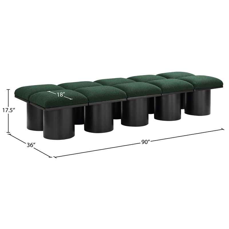 Meridian Furniture Pavilion Green Boucle Fabric Bench
