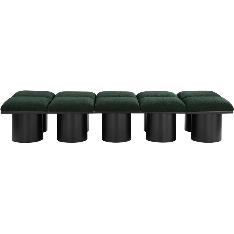 Meridian Furniture Pavilion Green Boucle Fabric Bench