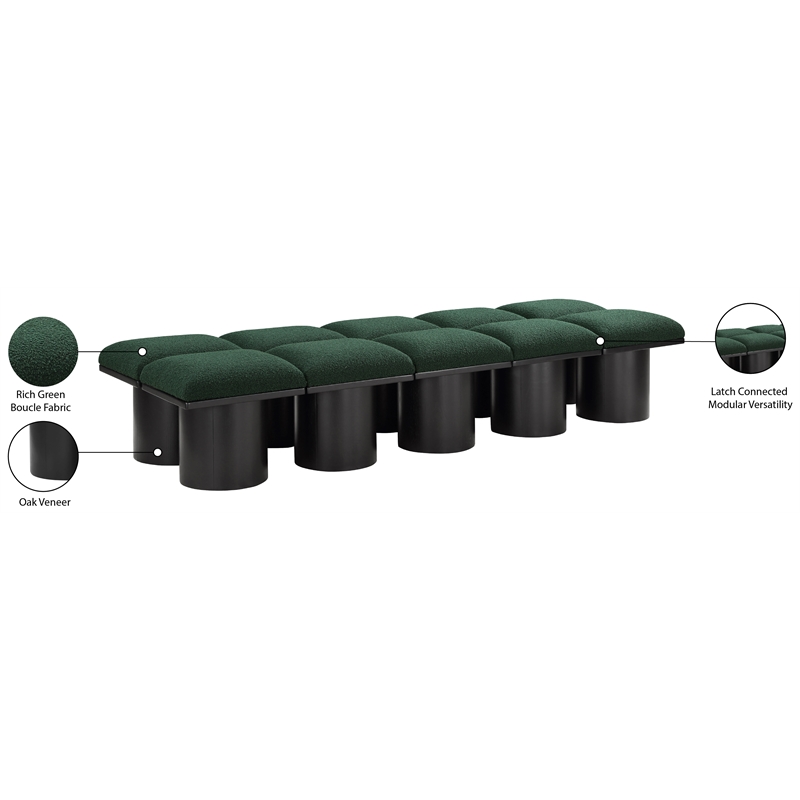 Meridian Furniture Pavilion Green Boucle Fabric Bench