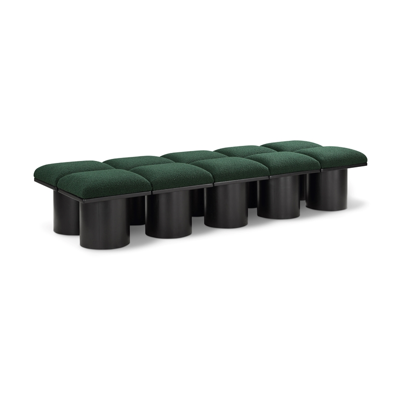 Meridian Furniture Pavilion Green Boucle Fabric Bench