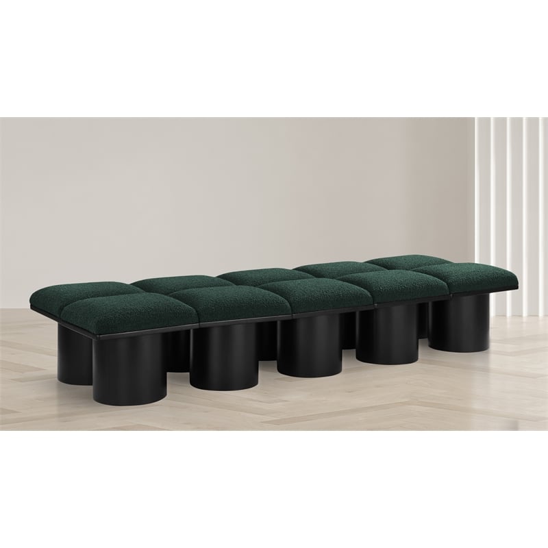 Meridian Furniture Pavilion Green Boucle Fabric Bench