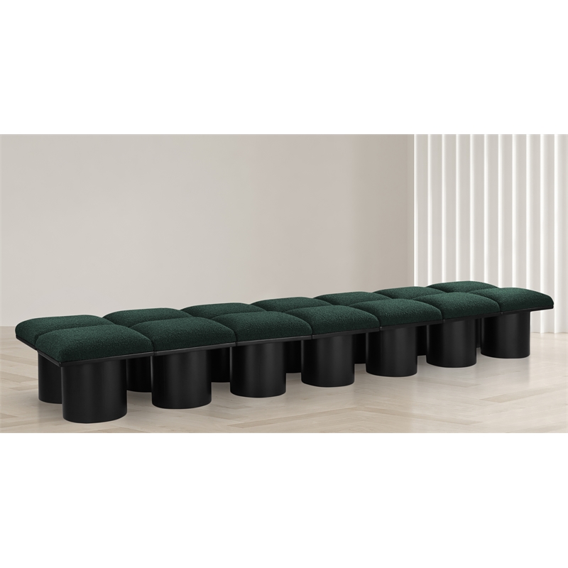 Meridian Furniture Pavilion Green Boucle Fabric Bench
