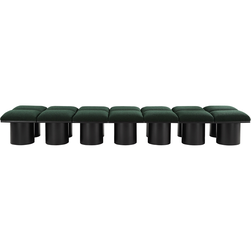 Meridian Furniture Pavilion Green Boucle Fabric Bench