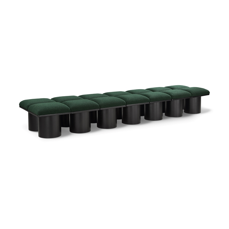 Meridian Furniture Pavilion Green Boucle Fabric Bench