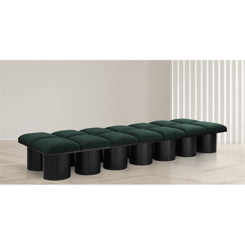 Meridian Furniture Pavilion Green Boucle Fabric Bench