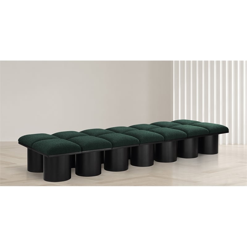 Meridian Furniture Pavilion Green Boucle Fabric Bench