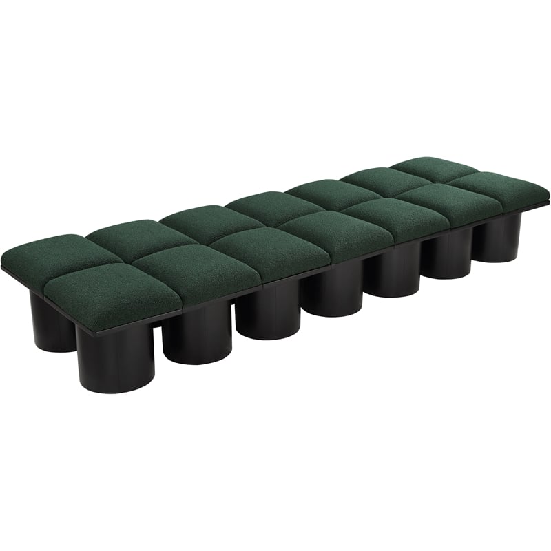 Meridian Furniture Pavilion Green Boucle Fabric Bench
