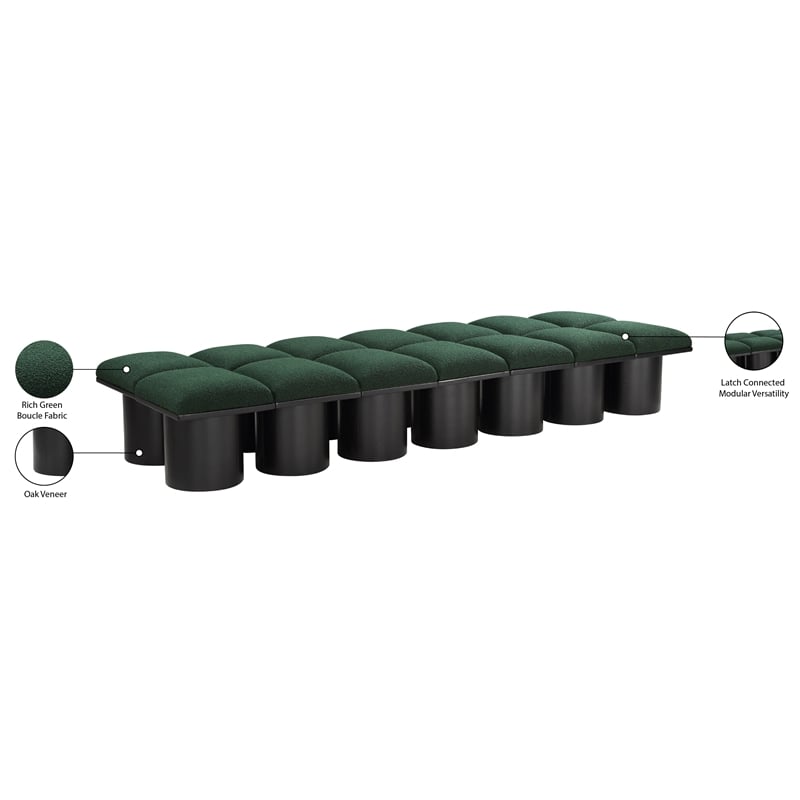 Meridian Furniture Pavilion Green Boucle Fabric Bench