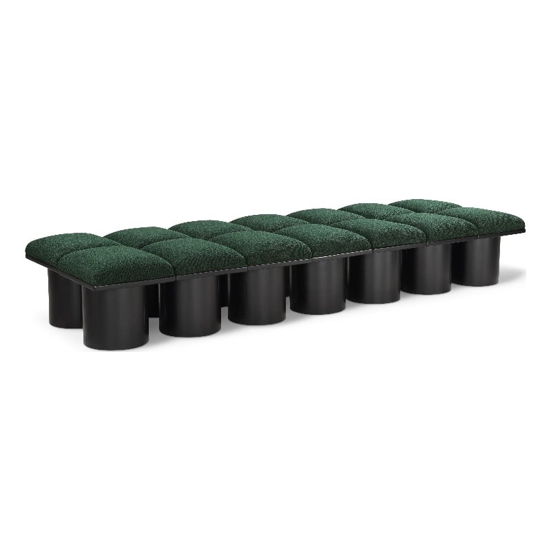 Meridian Furniture Pavilion Green Boucle Fabric Bench