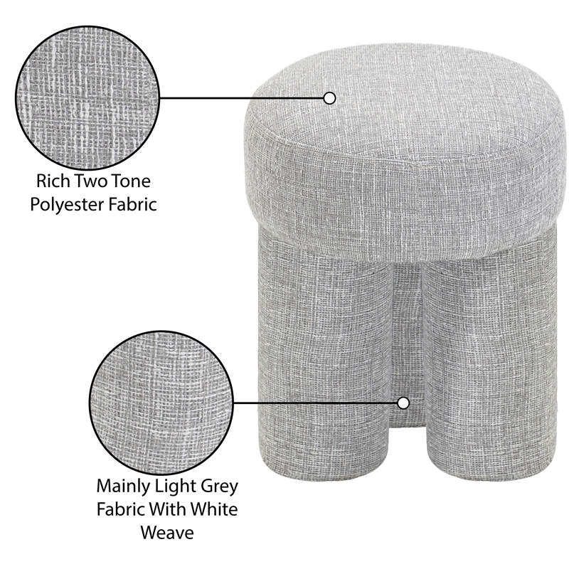 Meridian Furniture Larson Grey Fabric Ottoman/Stool