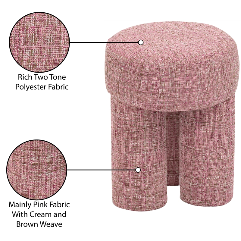 Meridian Furniture Larson Pink Fabric Ottoman/Stool