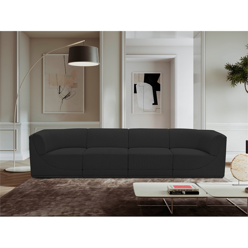 Meridian Furniture Ollie Black Boucle Fabric Modular Sofa