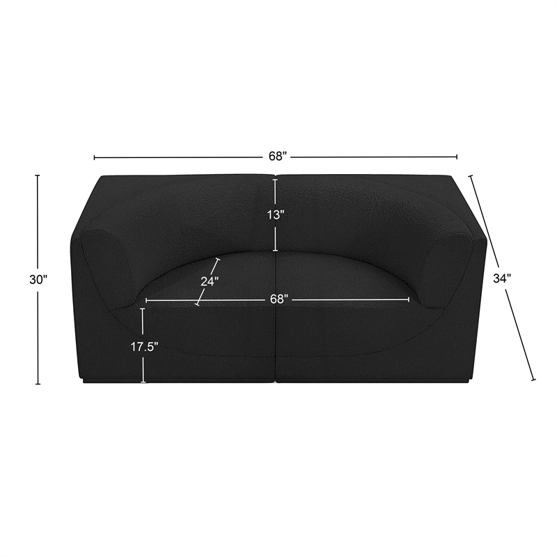 Meridian Furniture Ollie Black Boucle Fabric Modular Sofa