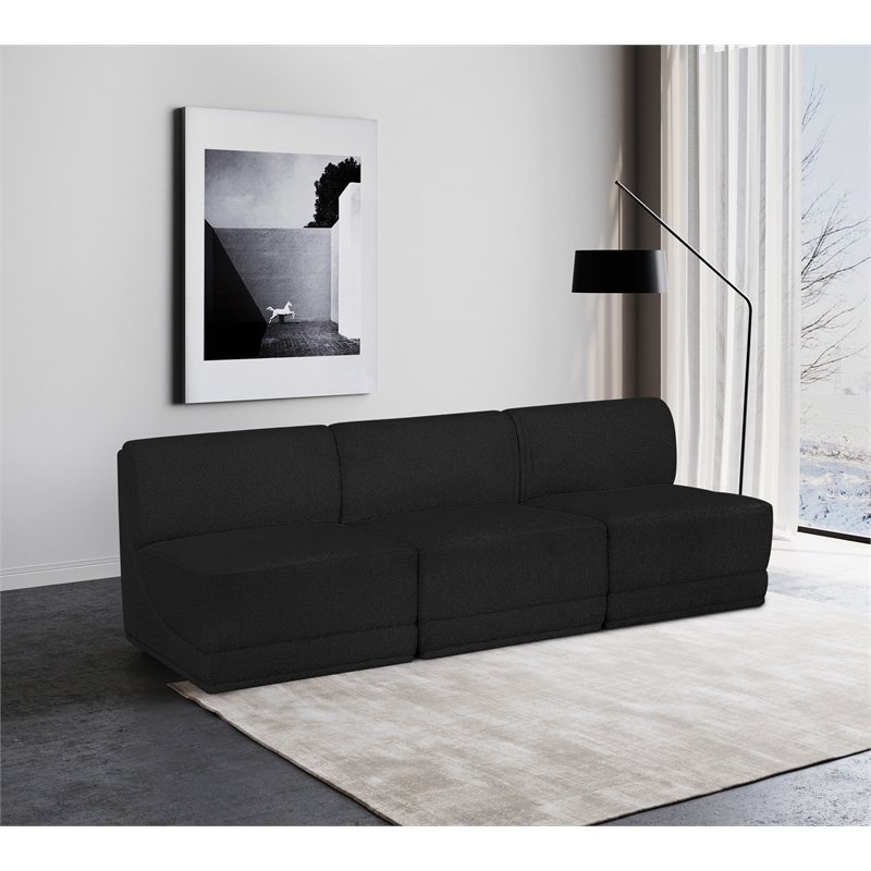 Meridian Furniture Ollie Black Boucle Fabric Modular Sofa