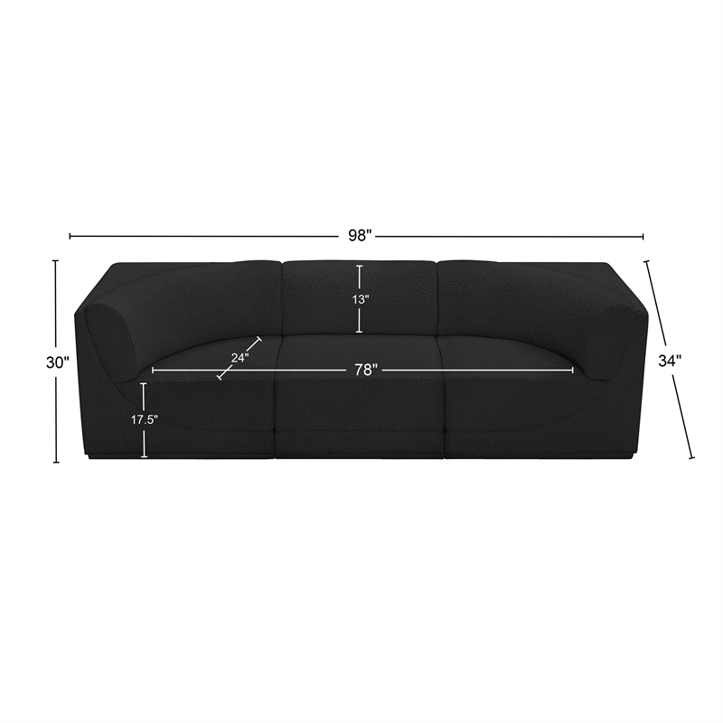 Meridian Furniture Ollie Black Boucle Fabric Modular Sofa