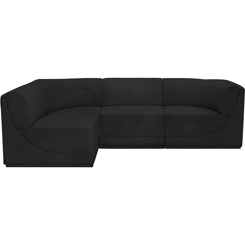 Meridian Furniture Ollie Black Boucle Fabric Modular Sectional
