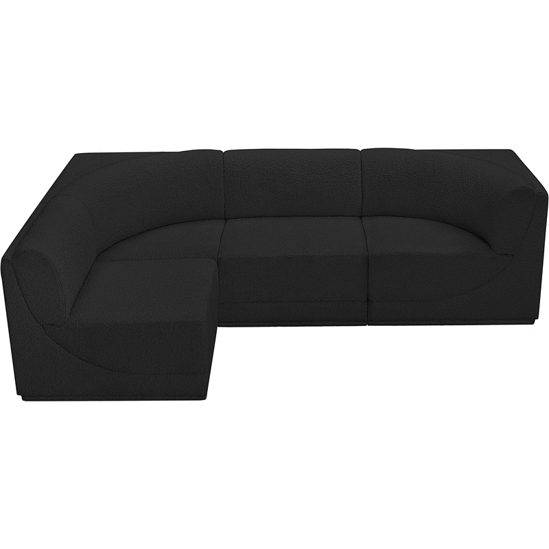 Meridian Furniture Ollie Black Boucle Fabric Modular Sectional