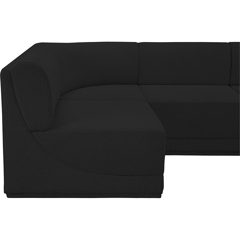 Meridian Furniture Ollie Black Boucle Fabric Modular Sectional
