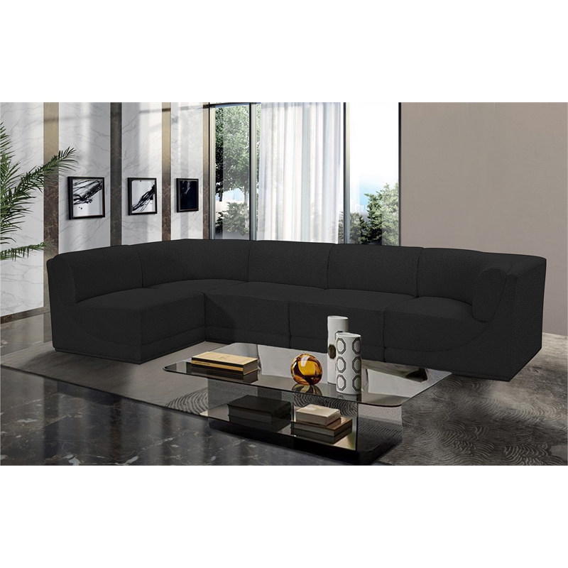 Meridian Furniture Ollie Black Boucle Fabric Modular Sectional