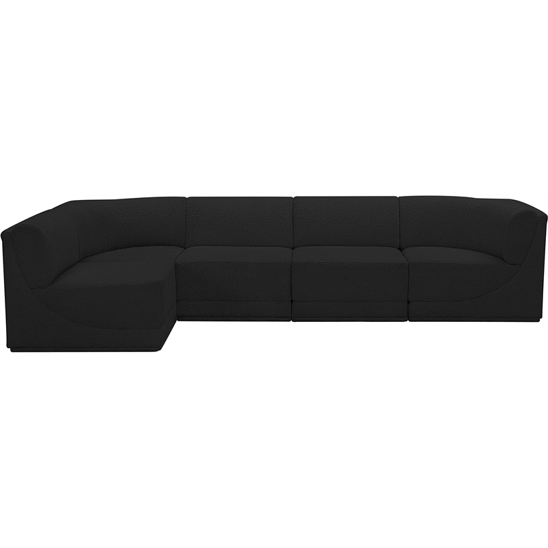 Meridian Furniture Ollie Black Boucle Fabric Modular Sectional