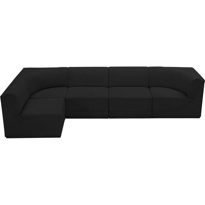Meridian Furniture Ollie Black Boucle Fabric Modular Sectional