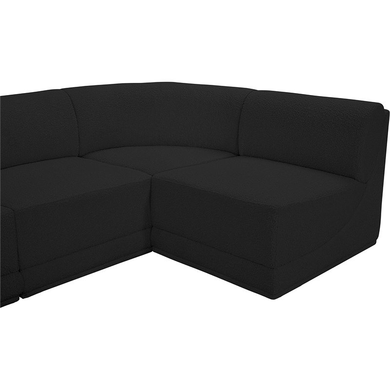 Meridian Furniture Ollie Black Boucle Fabric Modular Sectional