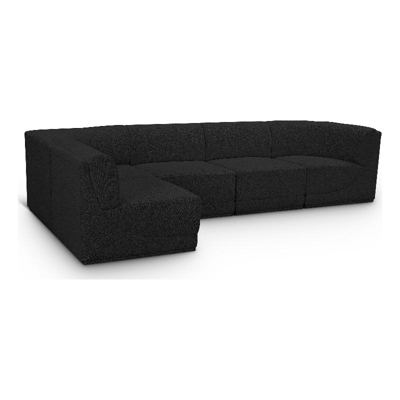Meridian Furniture Ollie Black Boucle Fabric Modular Sectional