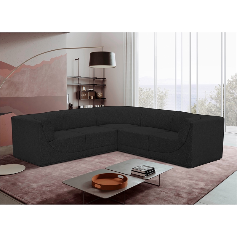 Meridian Furniture Ollie Black Boucle Fabric Modular Sectional