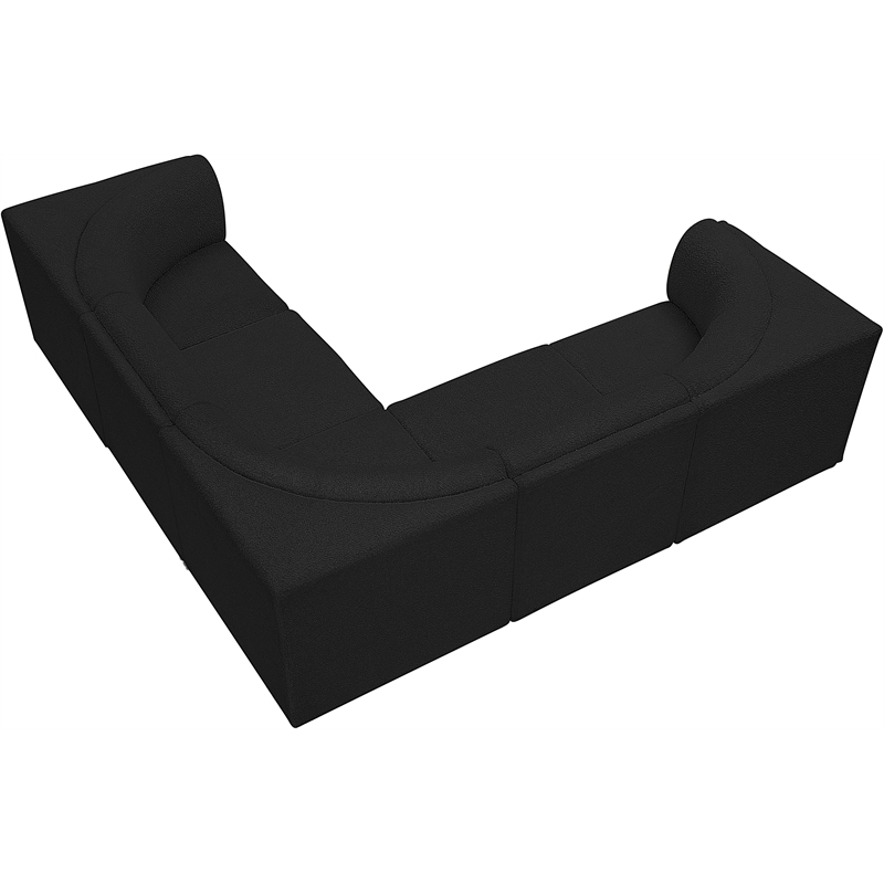 Meridian Furniture Ollie Black Boucle Fabric Modular Sectional