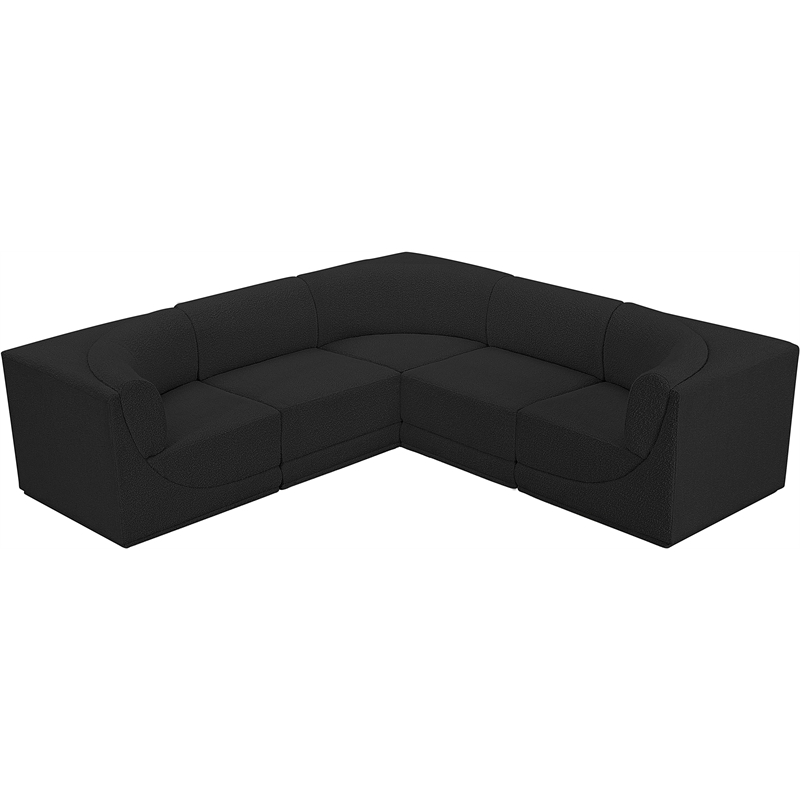 Meridian Furniture Ollie Black Boucle Fabric Modular Sectional