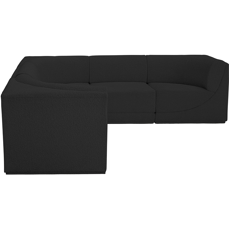 Meridian Furniture Ollie Black Boucle Fabric Modular Sectional