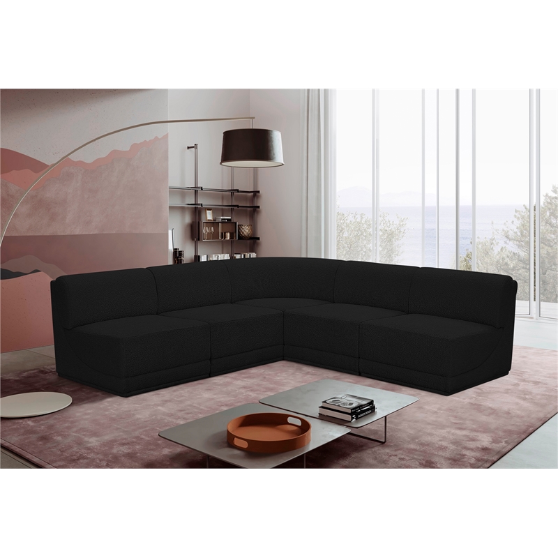 Meridian Furniture Ollie Black Boucle Fabric Modular Sectional