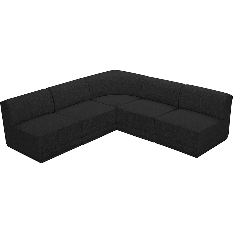 Meridian Furniture Ollie Black Boucle Fabric Modular Sectional