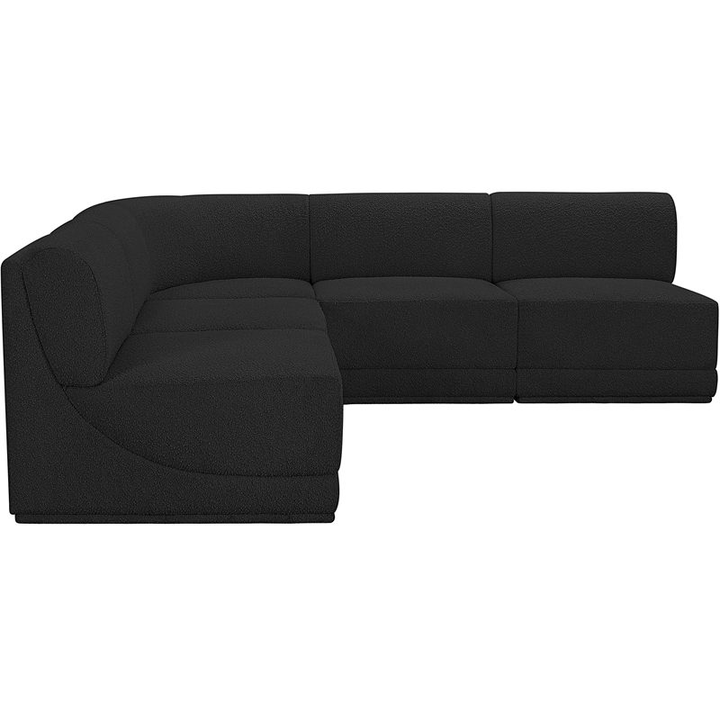 Meridian Furniture Ollie Black Boucle Fabric Modular Sectional