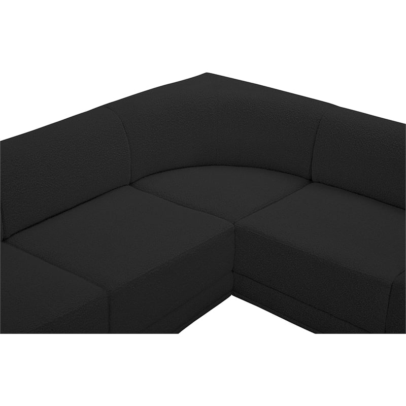 Meridian Furniture Ollie Black Boucle Fabric Modular Sectional