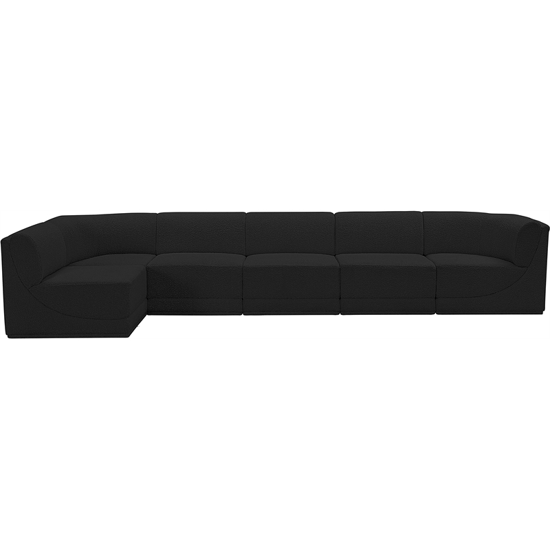 Meridian Furniture Ollie Black Boucle Fabric Modular Sectional