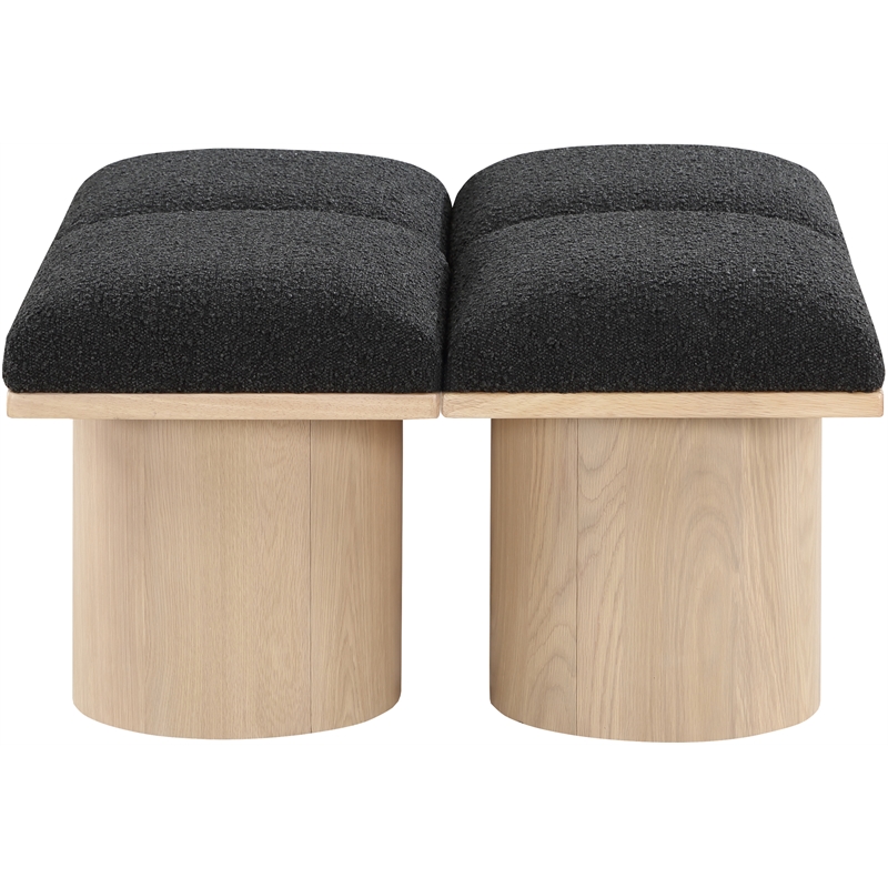 Meridian Furniture Pavilion Black Boucle Fabric Bench