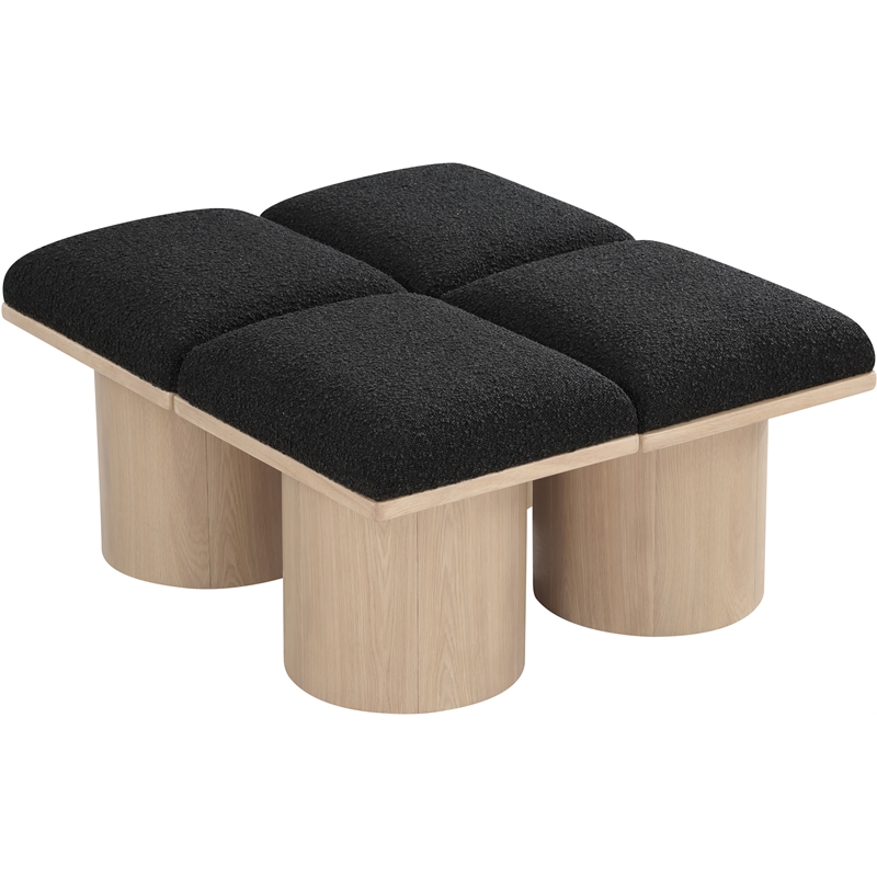 Meridian Furniture Pavilion Black Boucle Fabric Bench