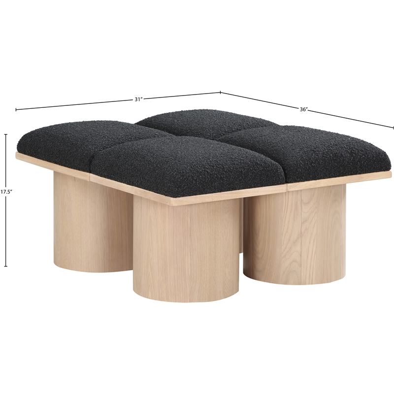 Meridian Furniture Pavilion Black Boucle Fabric Bench