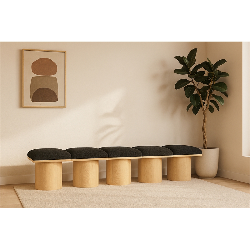 Meridian Furniture Pavilion Black Boucle Fabric Bench