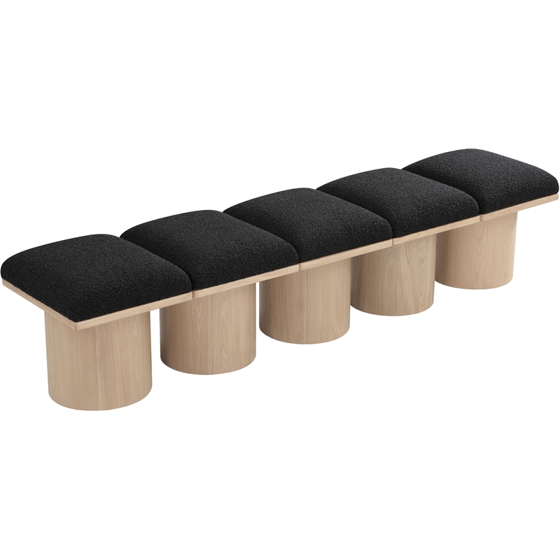 Meridian Furniture Pavilion Black Boucle Fabric Bench