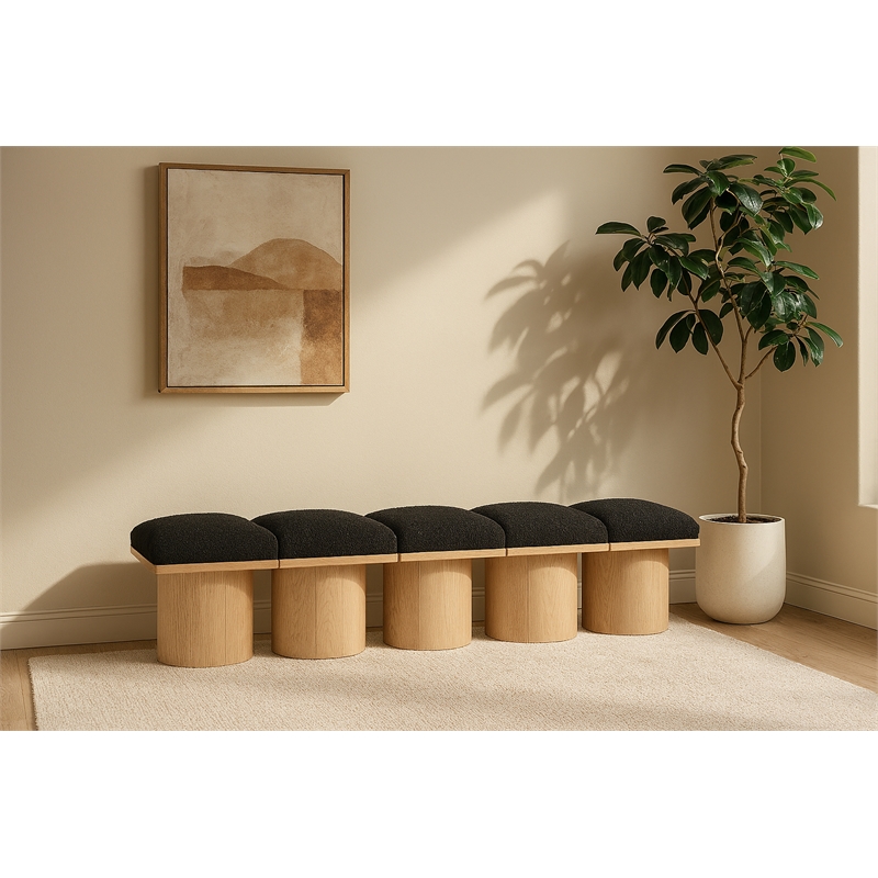 Meridian Furniture Pavilion Black Boucle Fabric Bench