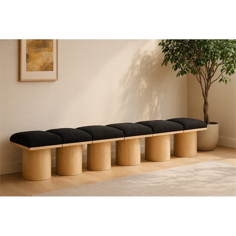 Meridian Furniture Pavilion Black Boucle Fabric Bench
