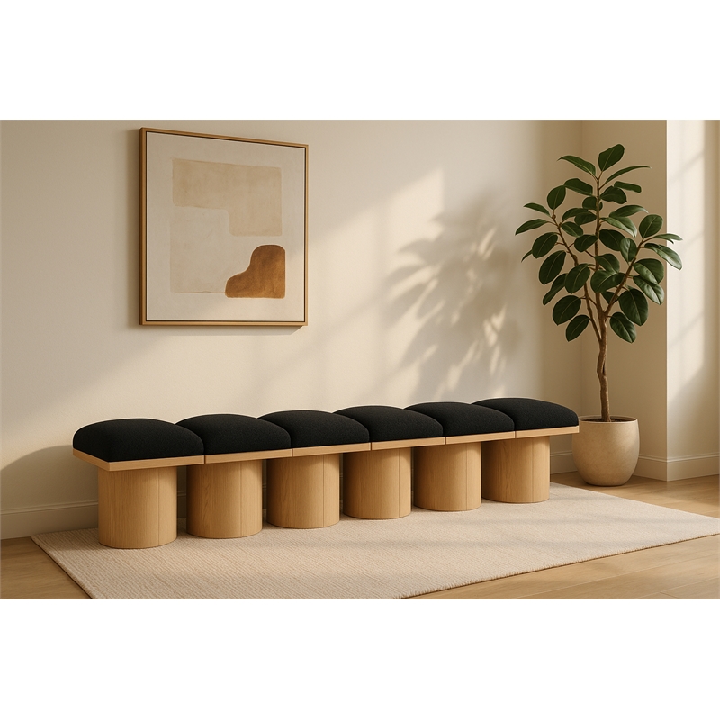 Meridian Furniture Pavilion Black Boucle Fabric Bench