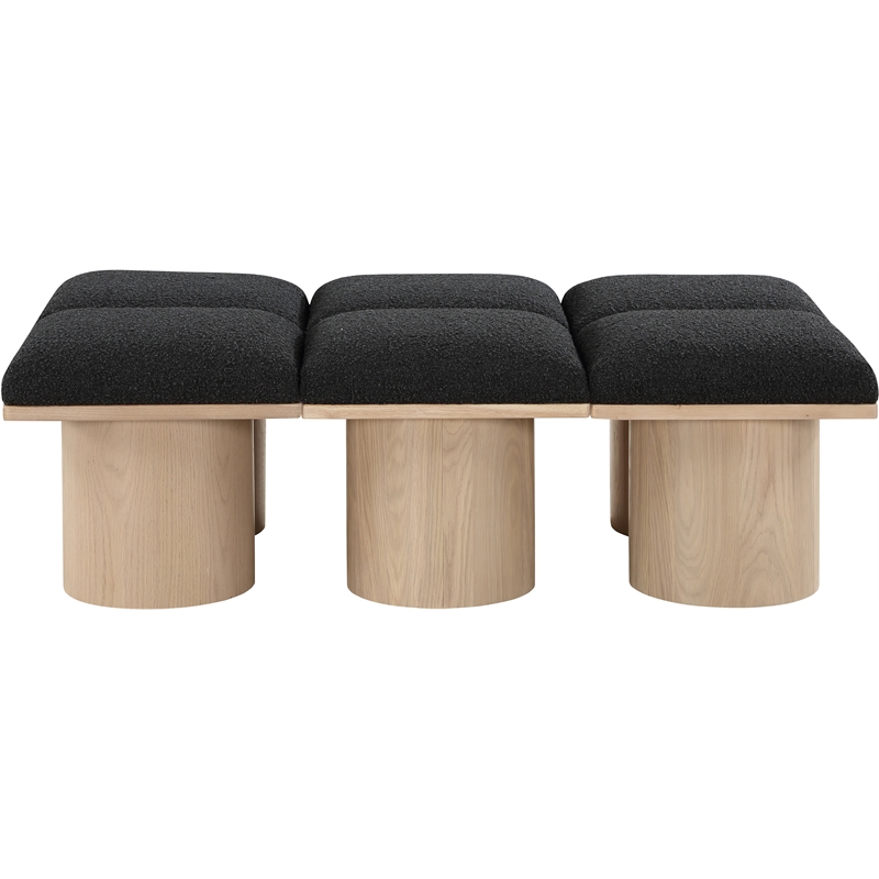 Meridian Furniture Pavilion Black Boucle Fabric Bench