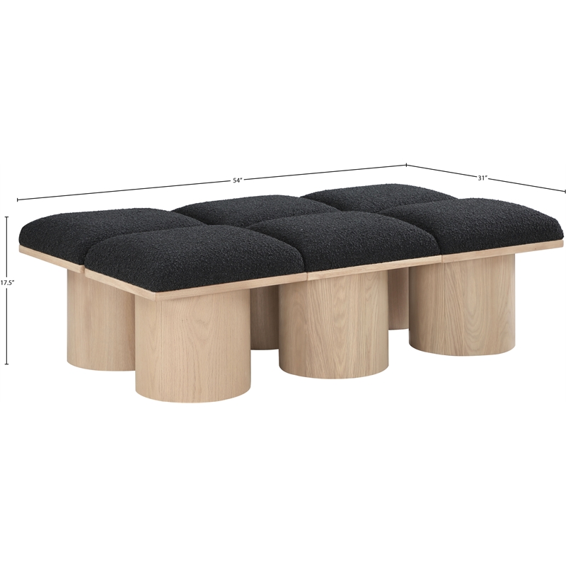 Meridian Furniture Pavilion Black Boucle Fabric Bench