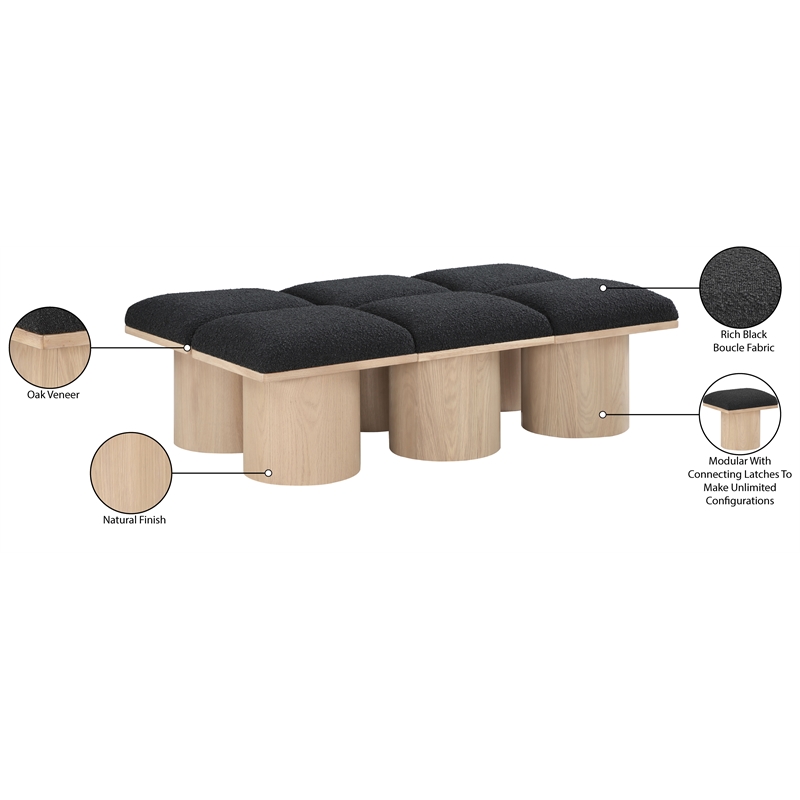 Meridian Furniture Pavilion Black Boucle Fabric Bench