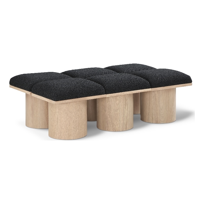 Meridian Furniture Pavilion Black Boucle Fabric Bench