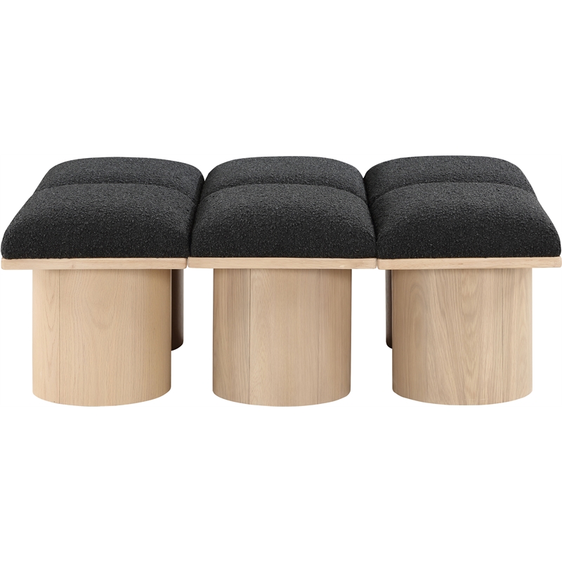Meridian Furniture Pavilion Black Boucle Fabric Bench